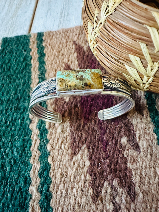 Handcrafted Royston Turquoise & Sterling Silver Cuff Bracelet