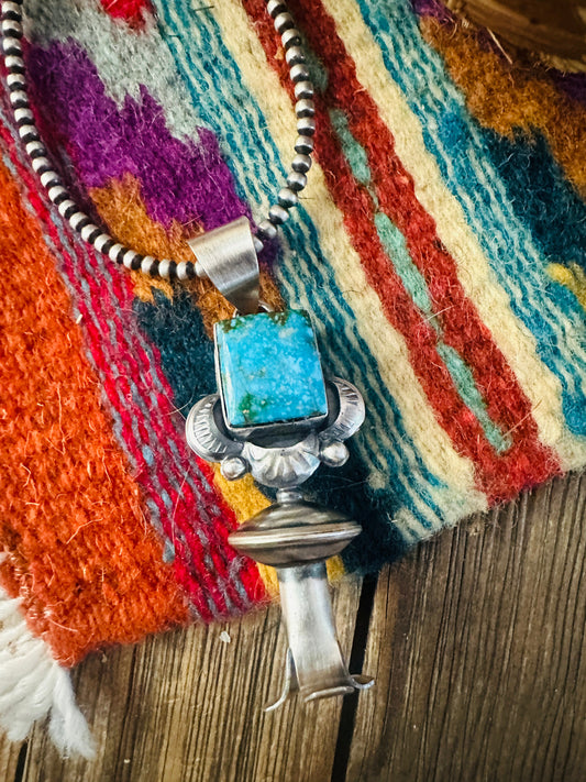 Handcrafted Sterling Silver & Turquoise Blossom Pendant