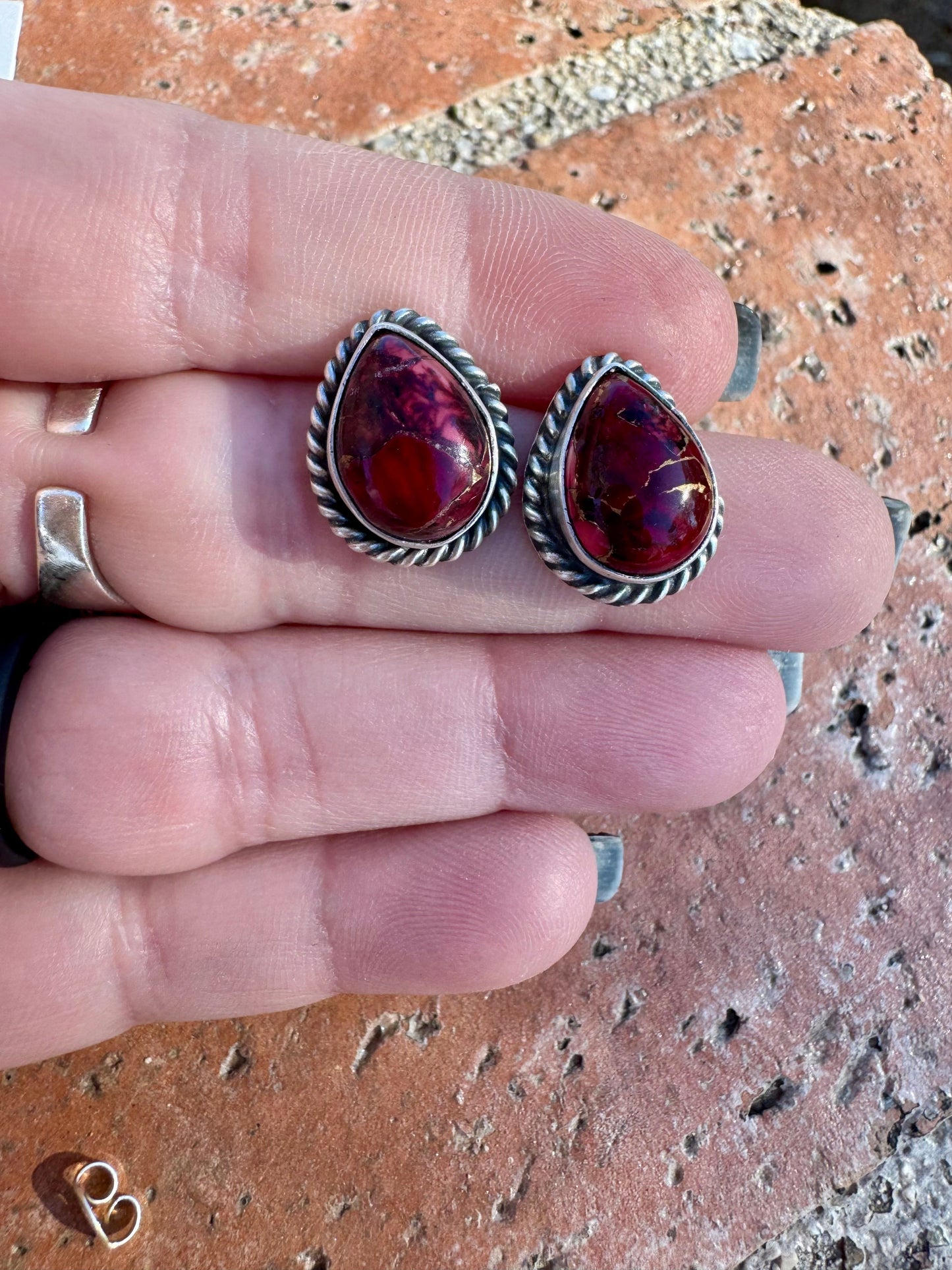 Handcrafted Sterling Silver & Rose Dahlia Stud Earrings