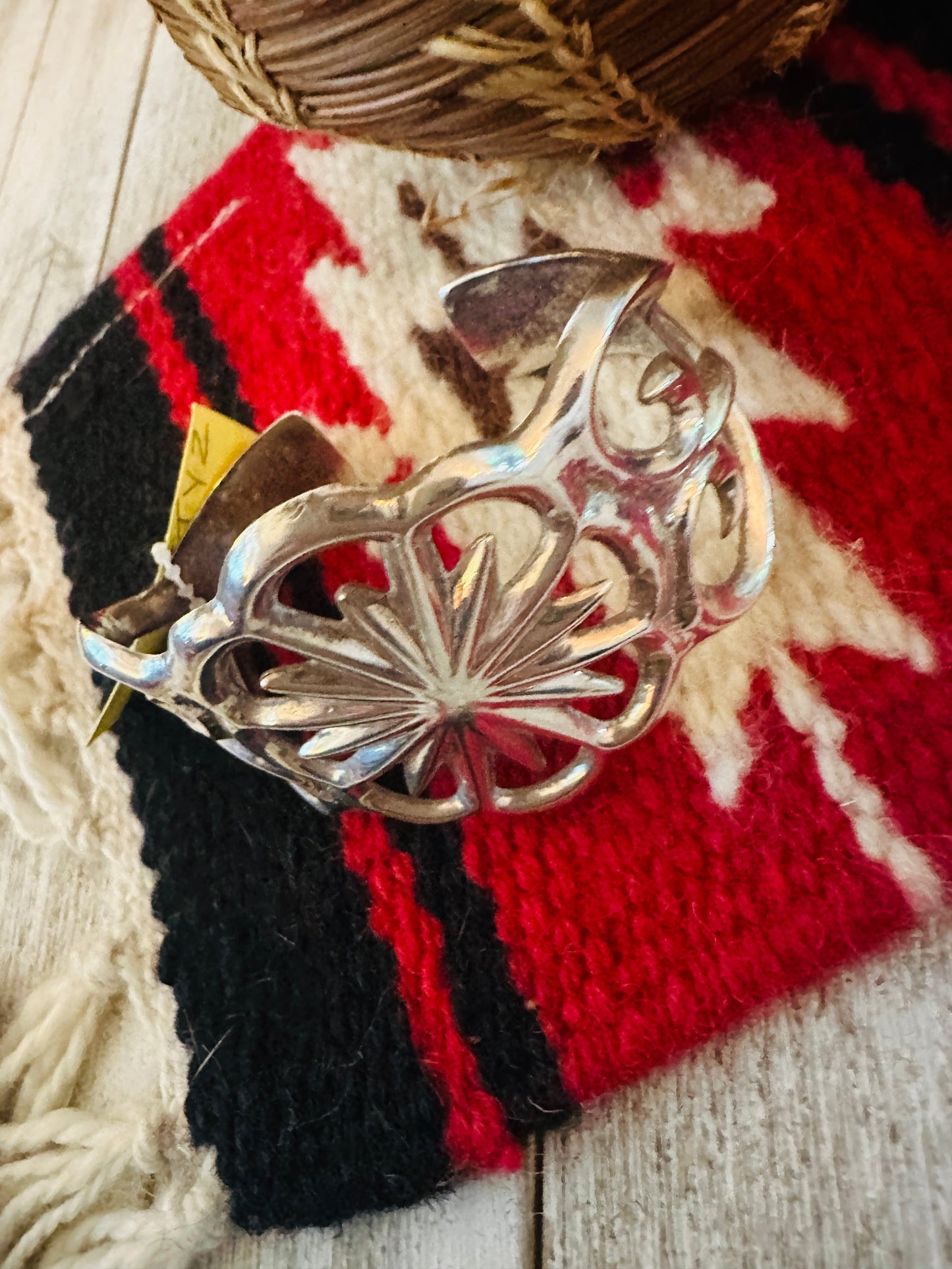 Vintage Old Pawn Hand Silver Cuff Bracelet