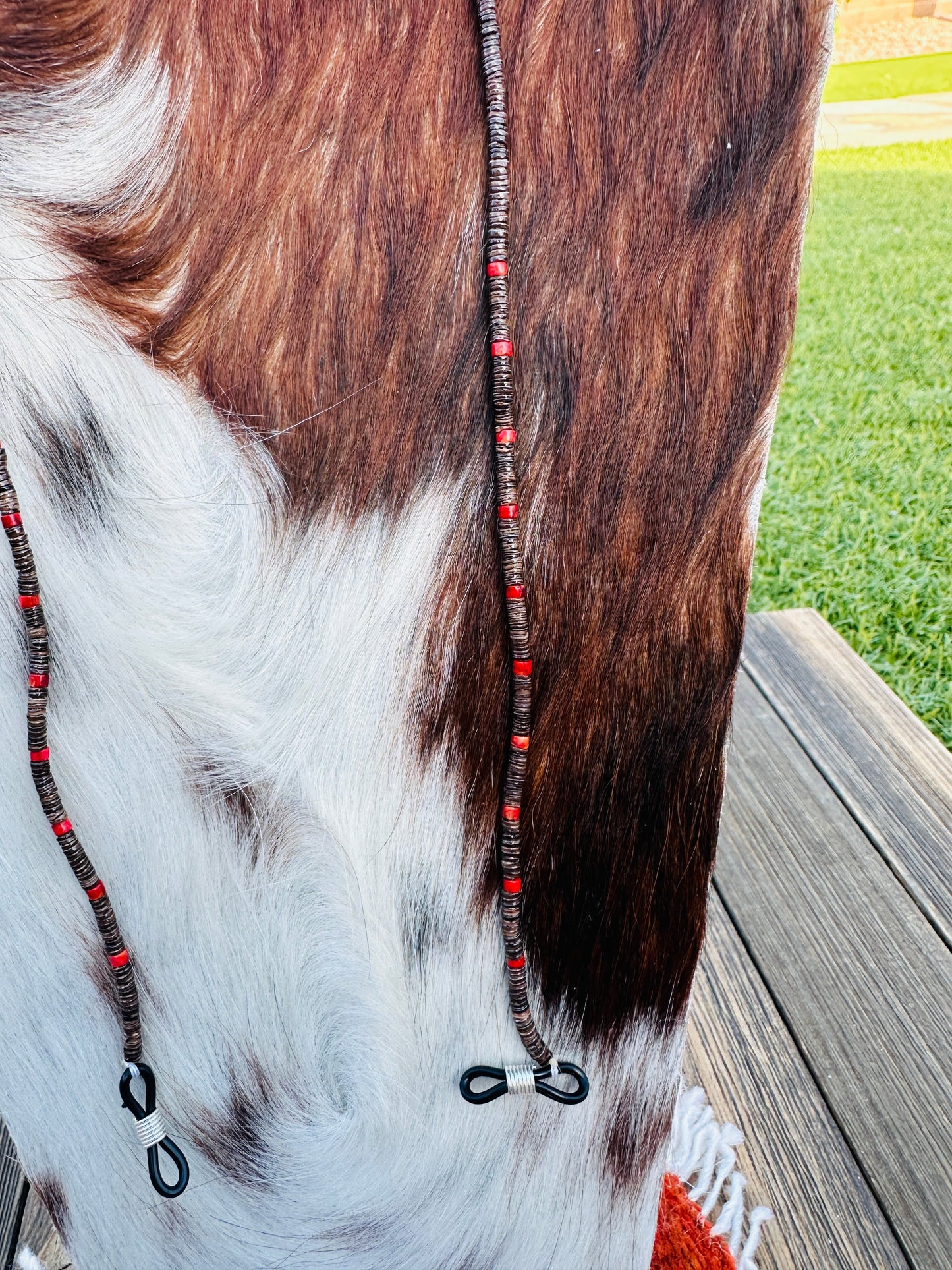 Handcrafted Coral & Heishi Beaded Glasses Strap