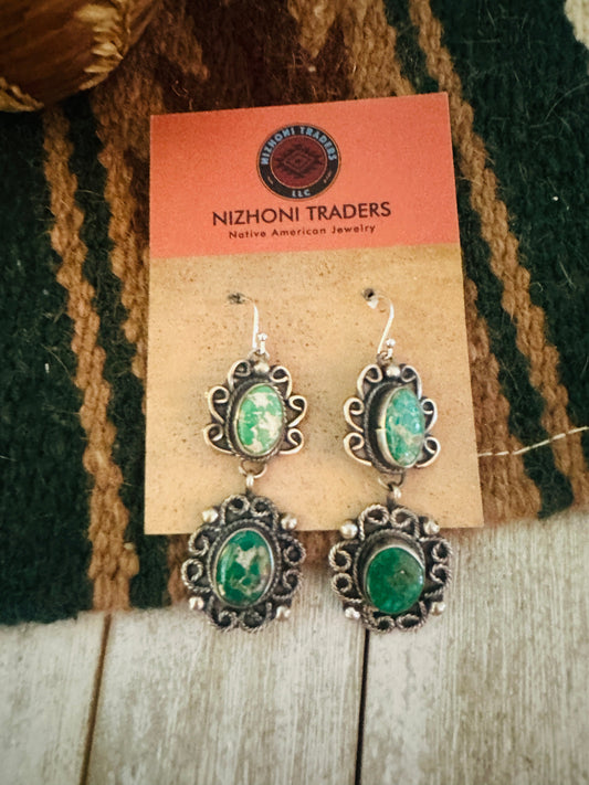 Handcrafted Turquoise & Sterling Silver Dangle Earrings by Sheila Becenti