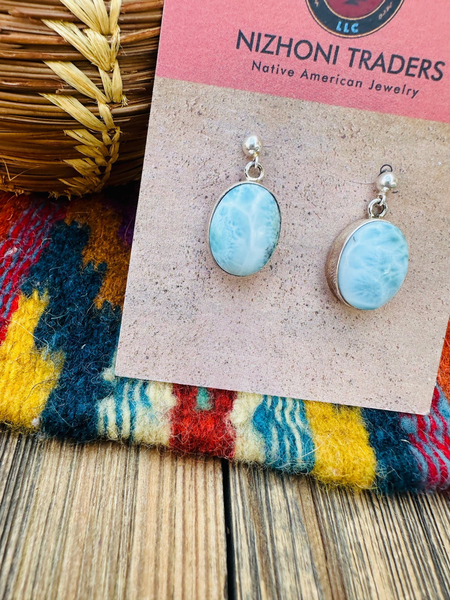 Handcrafted Larimar & Sterling Silver Dangle Earrings