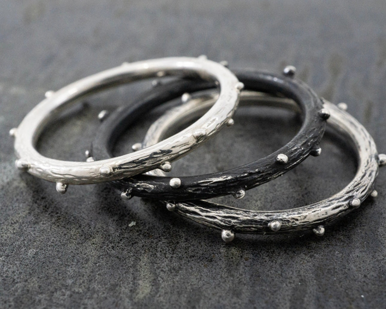 3 Piece Stackable Sterling Silver Urban Ring Size 6