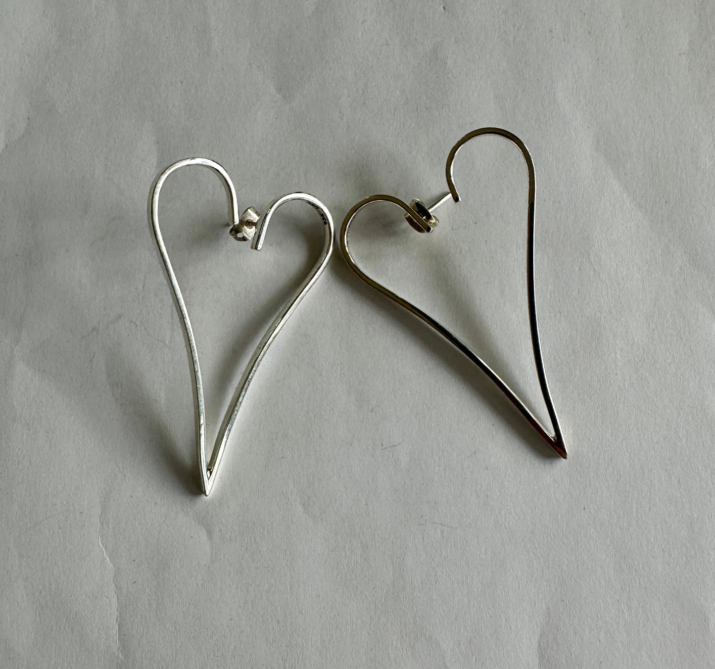 Freeform Heart Sterling Silver Earrings
