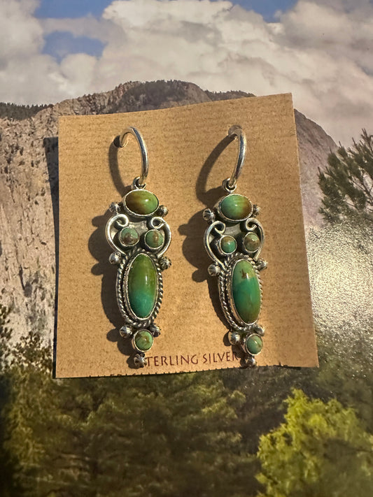Beautiful Handmade Turquoise Dangle Earrings By Dan Dodson