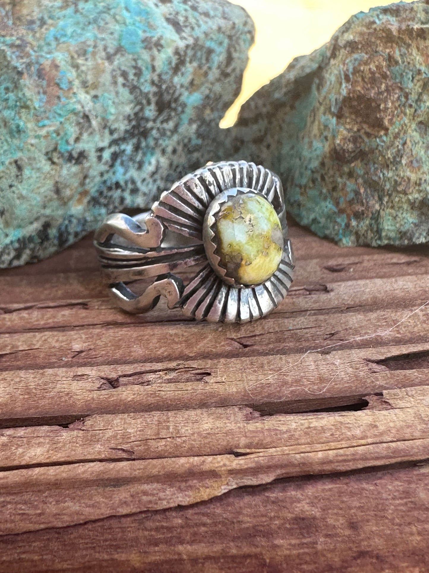 Handcrafted Russell Sam Sterling Silver & Palomino Diablo Turquoise Rings