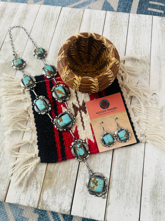 Handcrafted Number 8 Turquoise & Sterling Silver Necklace Set