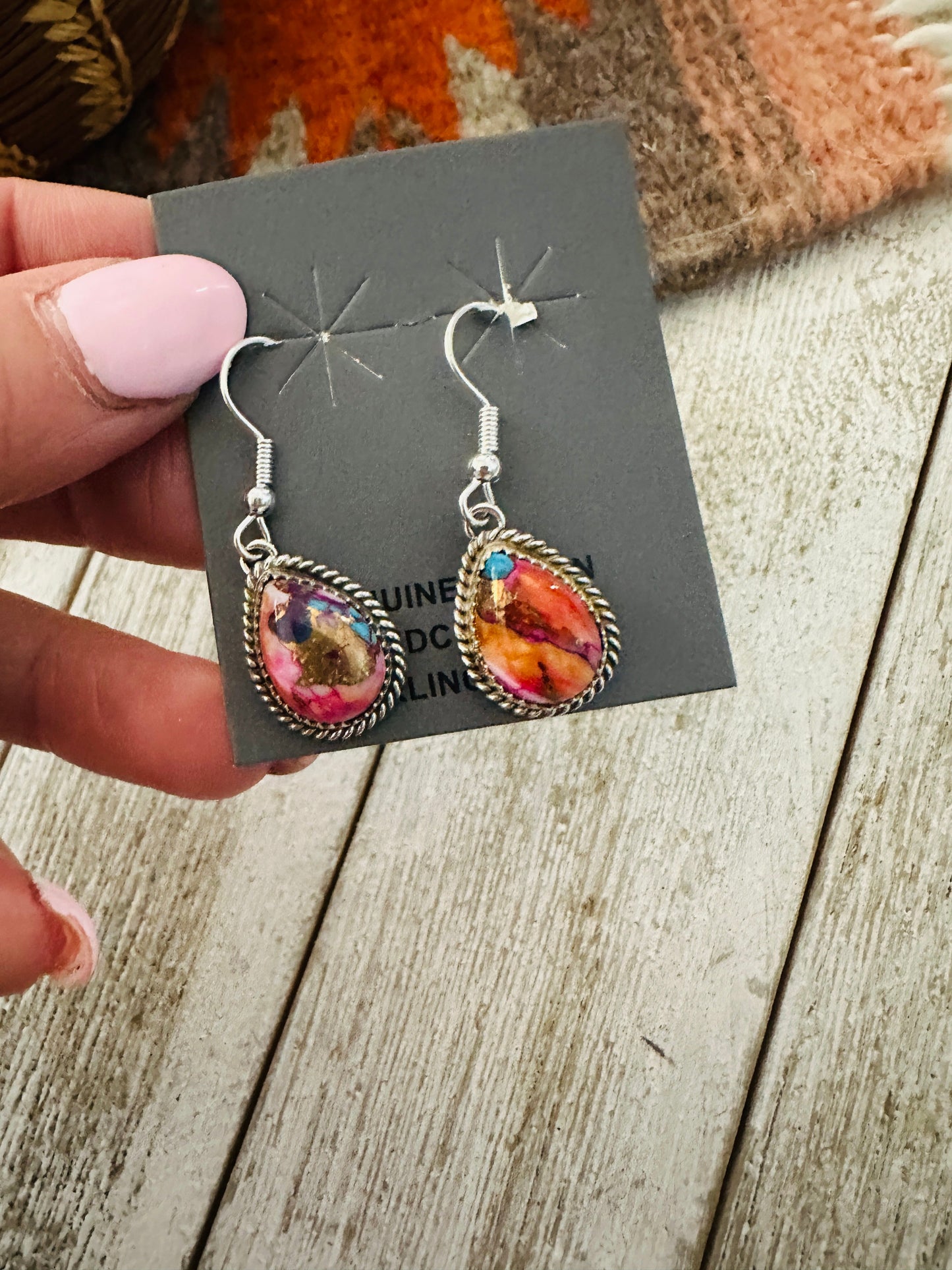 Handcrafted Sterling Silver & Pink Dream Mojave Dangle Earrings
