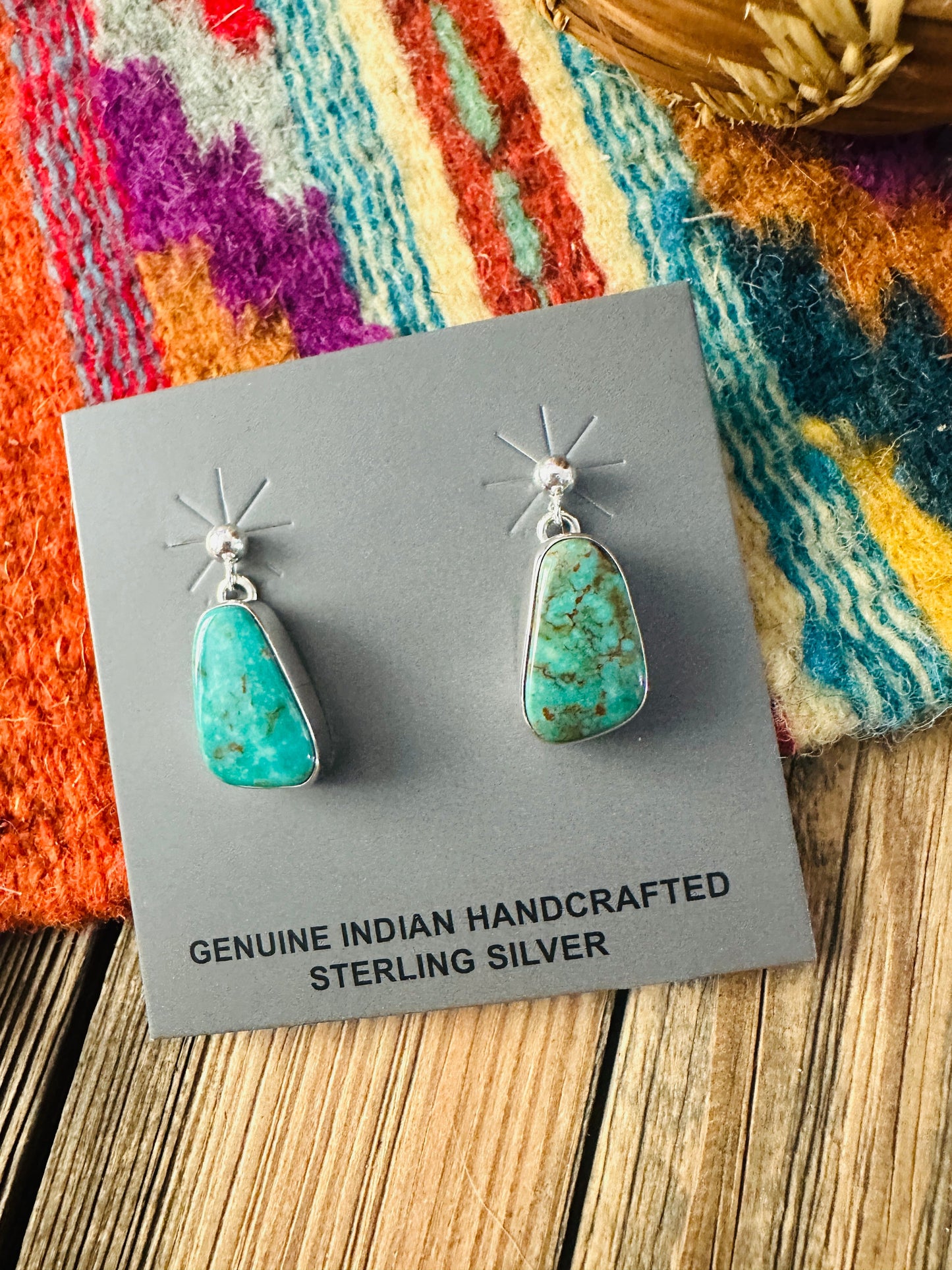 Handcrafted Turquoise & Sterling Silver Dangle Earrings