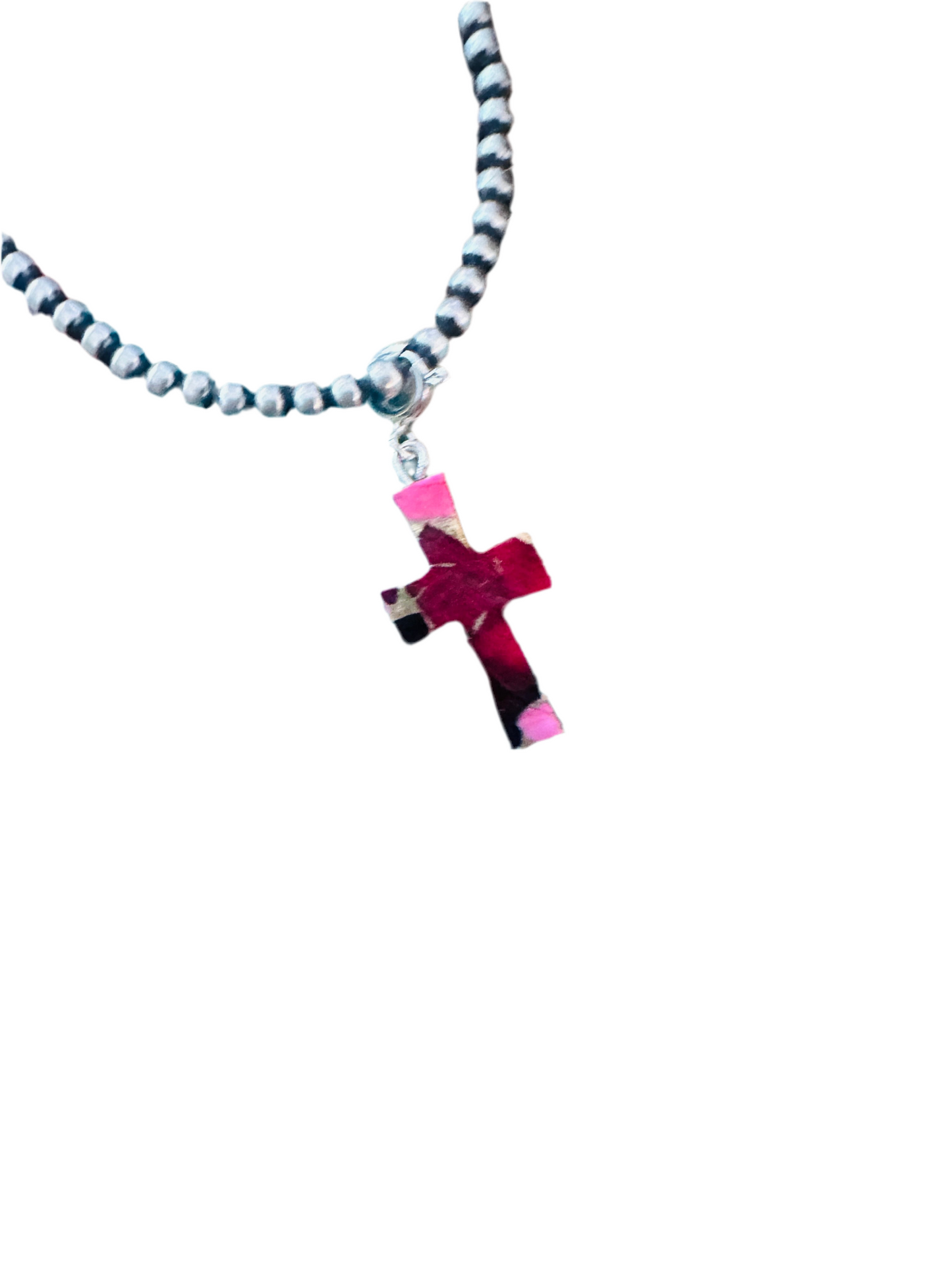 Handcrafted  & Hand Carved Rose Dahlia Cross Charm