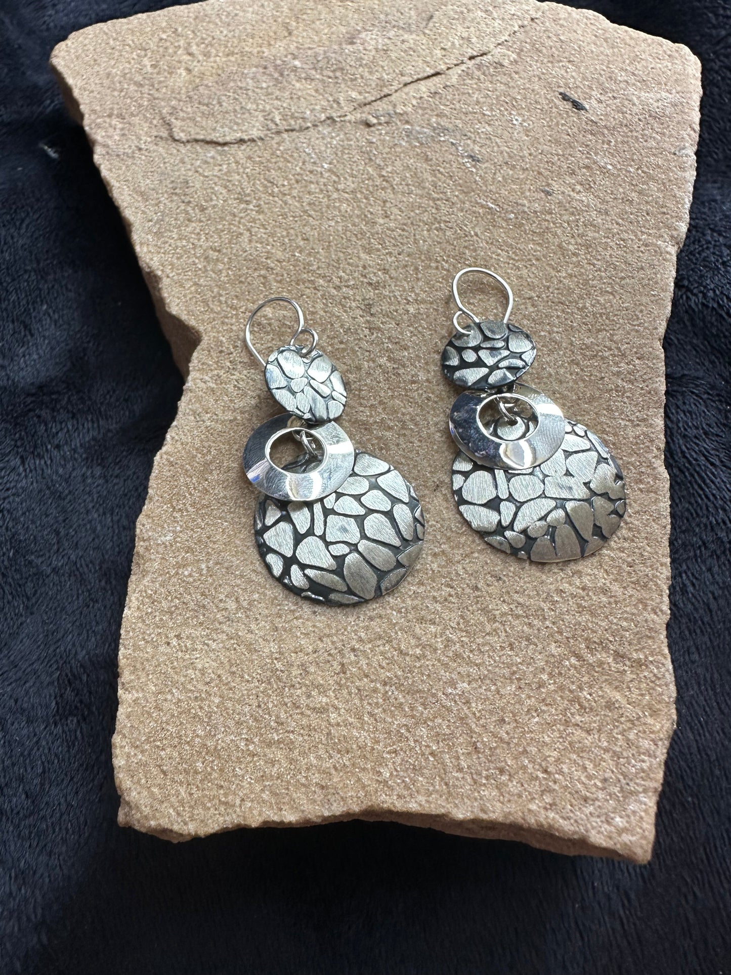 Cobblestone Discs Sterling Silver Earrings