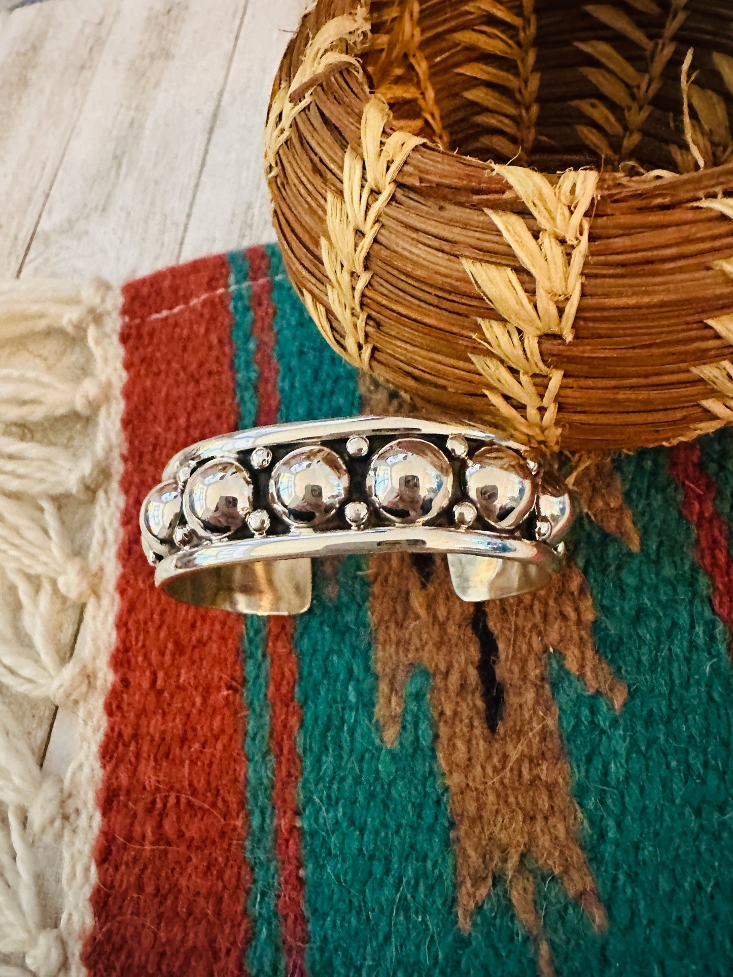Hand Crafted Sterling Silver Ball Cuff Bracelet