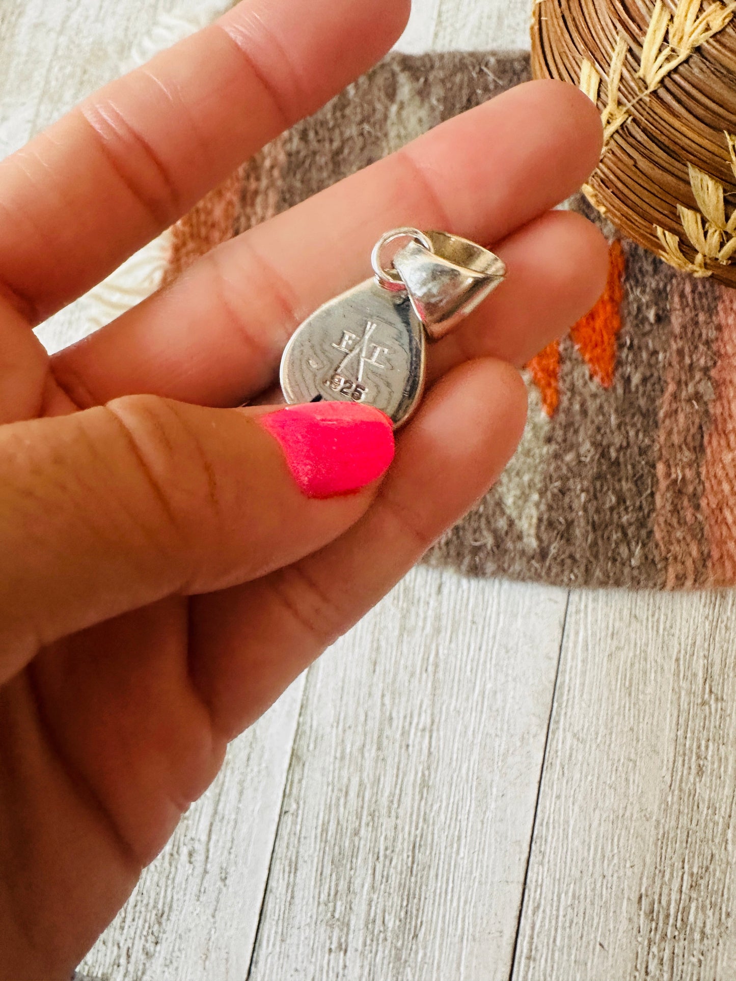 Handcrafted Multi Stone & Sterling Silver Inlay Teardrop Pendant
