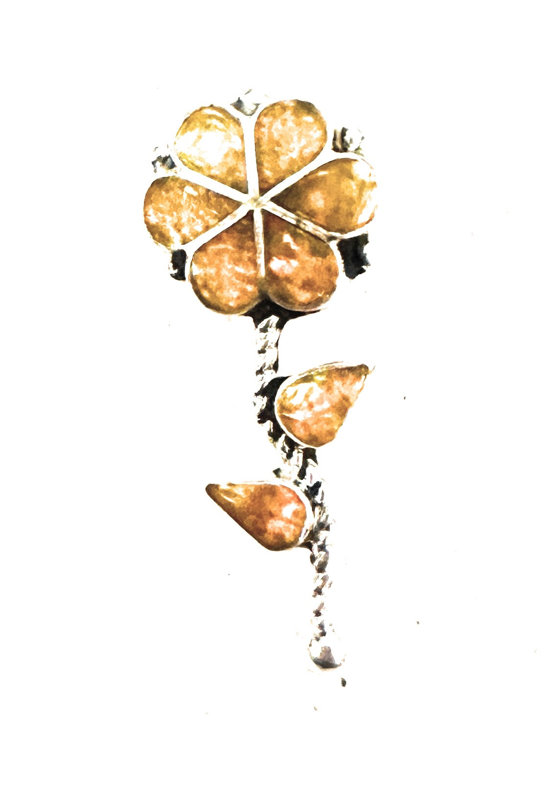 Handcrafted Yellow Opal & Sterling Silver Inlay Flower Pendant