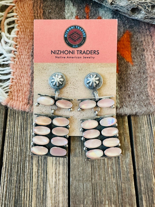 Handcrafted Mother of Pearl & Sterling Silver Dangle Earrings