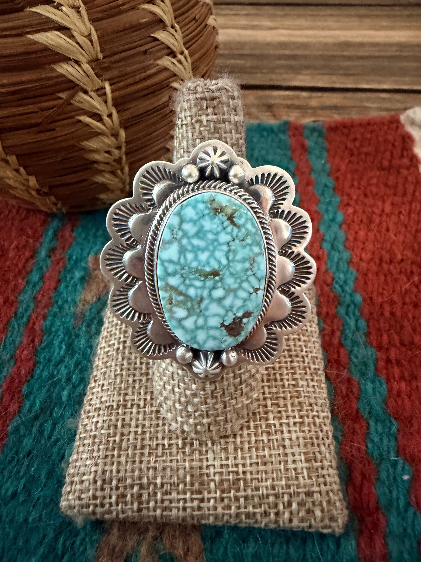 Handcrafted Dry Creek Turquoise & Sterling Silver Ring Size 8 by Randy Boyd