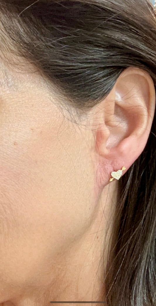 Cupid’s 14k Gold Heart Sterling Silver Earrings