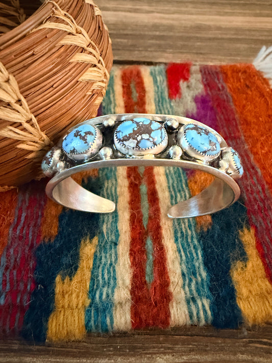 Handcrafted Golden Hills Turquoise & Sterling Silver Cuff Bracelet by Paul Largo