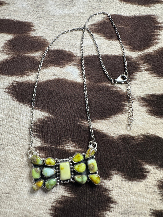 Handmade Sterling Silver Palomino Turquoise Necklace square center