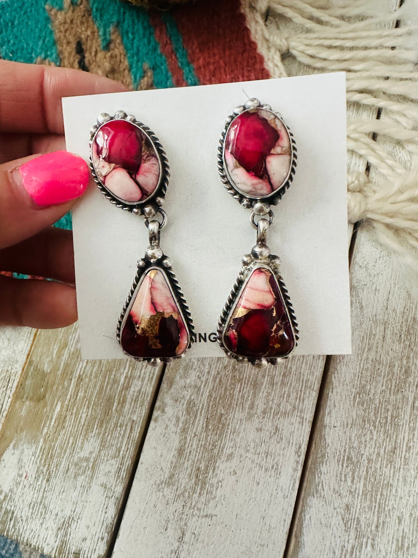 Handcrafted Rose Dahlia and Sterling Silver Dangle Earrings