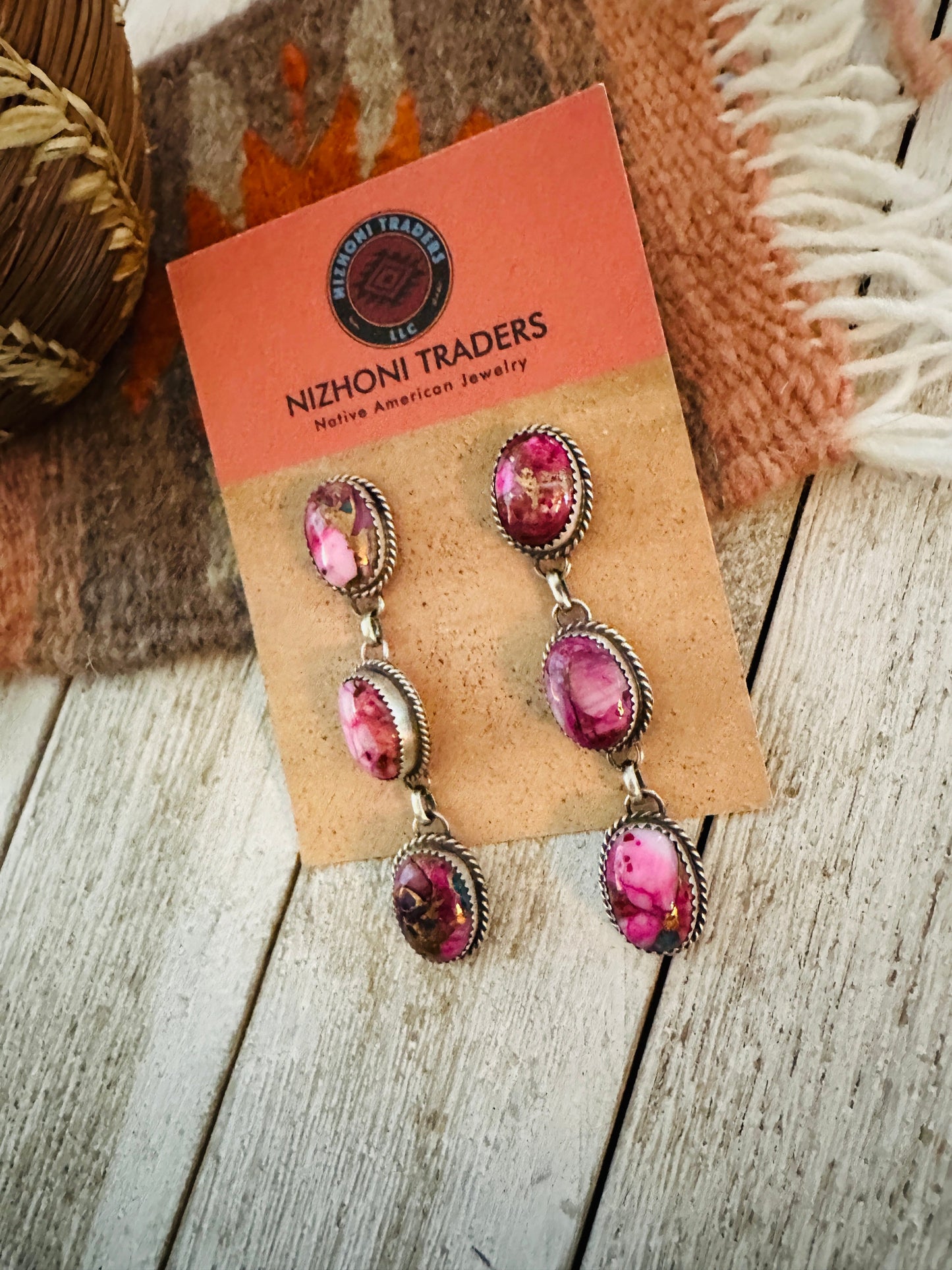 Handcrafted Sterling Silver & Pink Dream Mojave Dangle Earrings