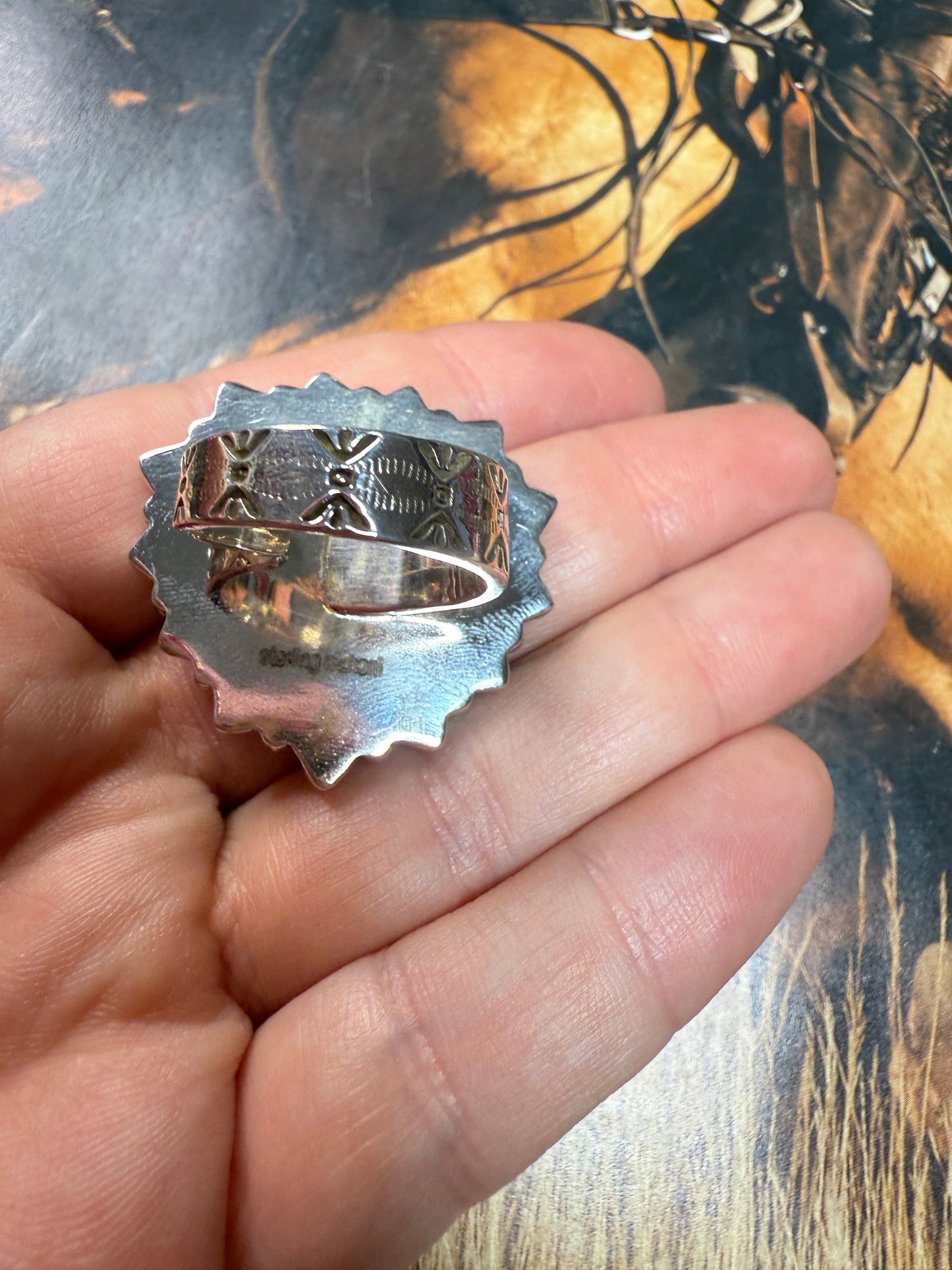 Handmade Kingman Turquoise Adjustable Heart Ring