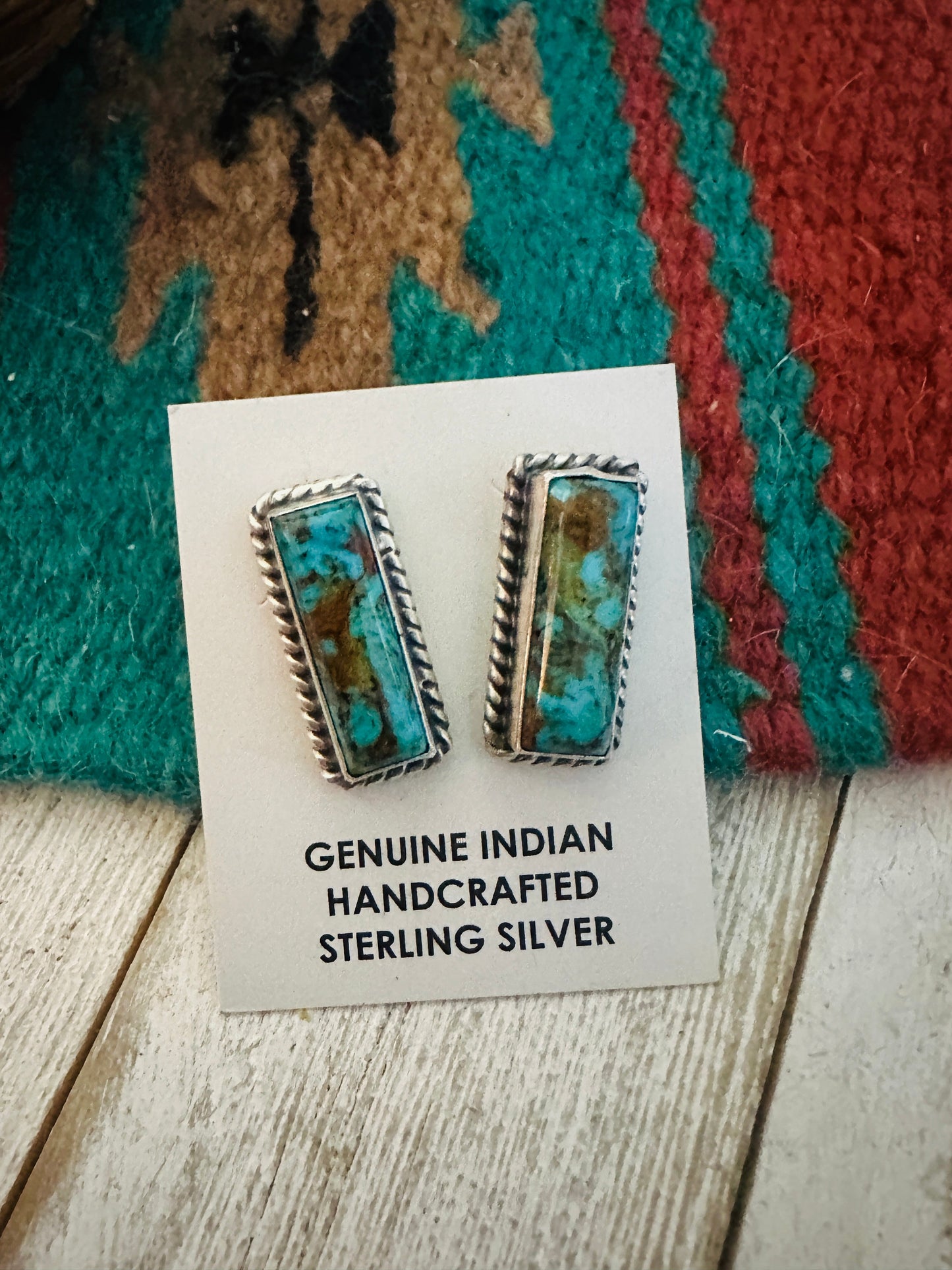 Navajo Sterling Silver & Kingman Turquoise Post Earrings