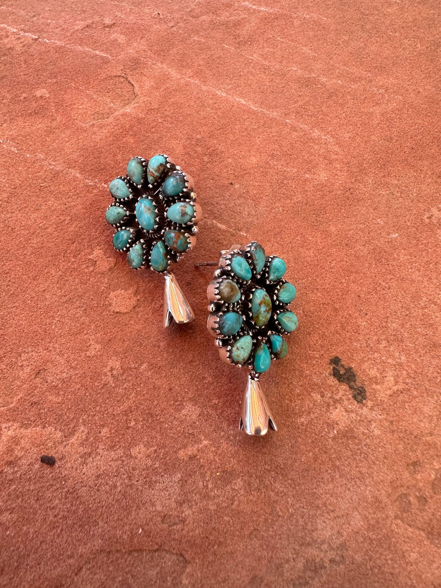 Handmade Sterling Silver & Turquoise Blossom Post Earrings