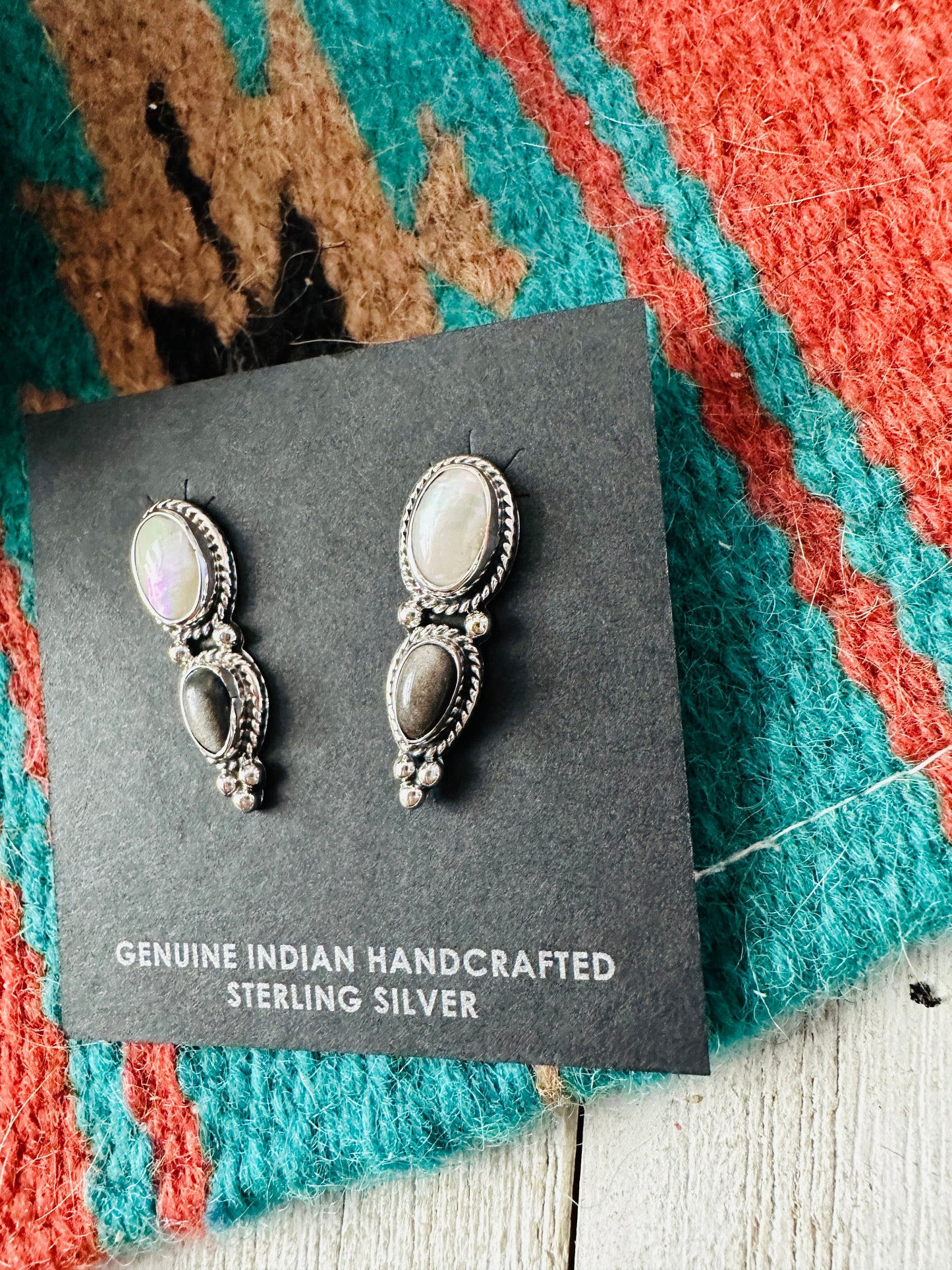 Handcrafted Sterling Silver, Pearl & Hematite Post Earrings