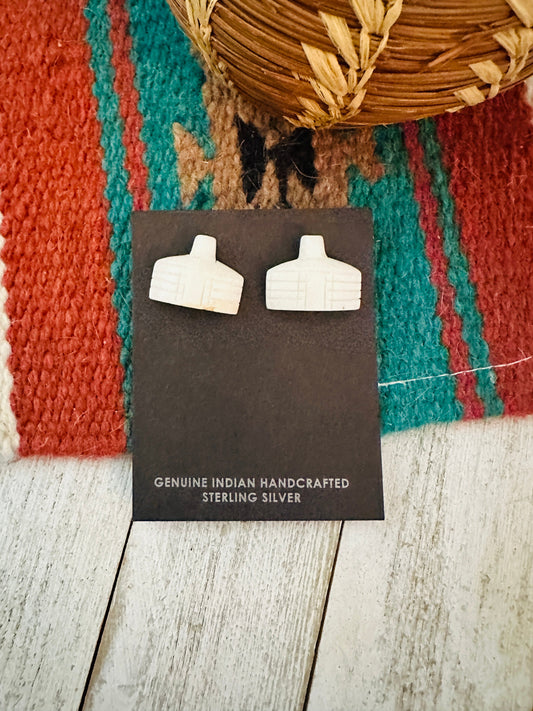 Handcrafted Hand Carved Hogan Stud Earrings