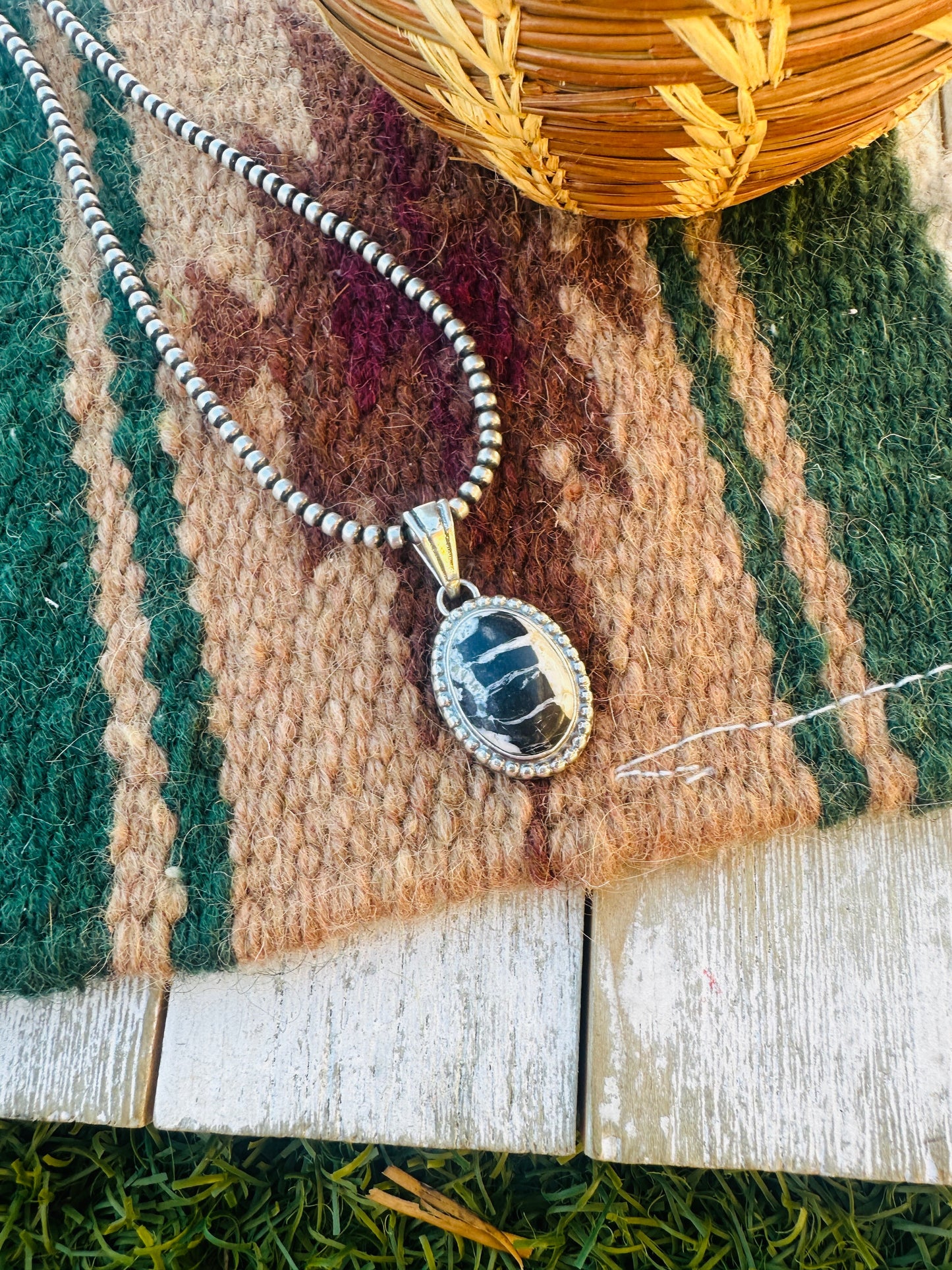 Handcrafted Sterling Silver & White Buffalo Pendant