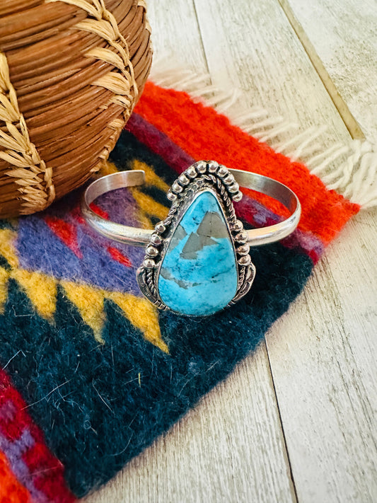 Handcrafted Sterling Silver & Turquoise Cuff Bracelet by Francis Fred