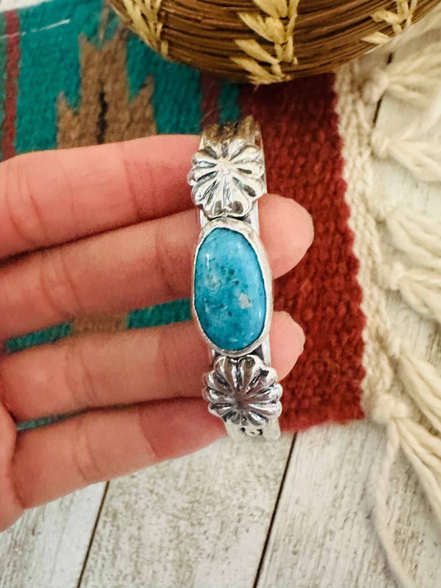 Handcrafted Turquoise & Sterling Silver Cuff Bracelet