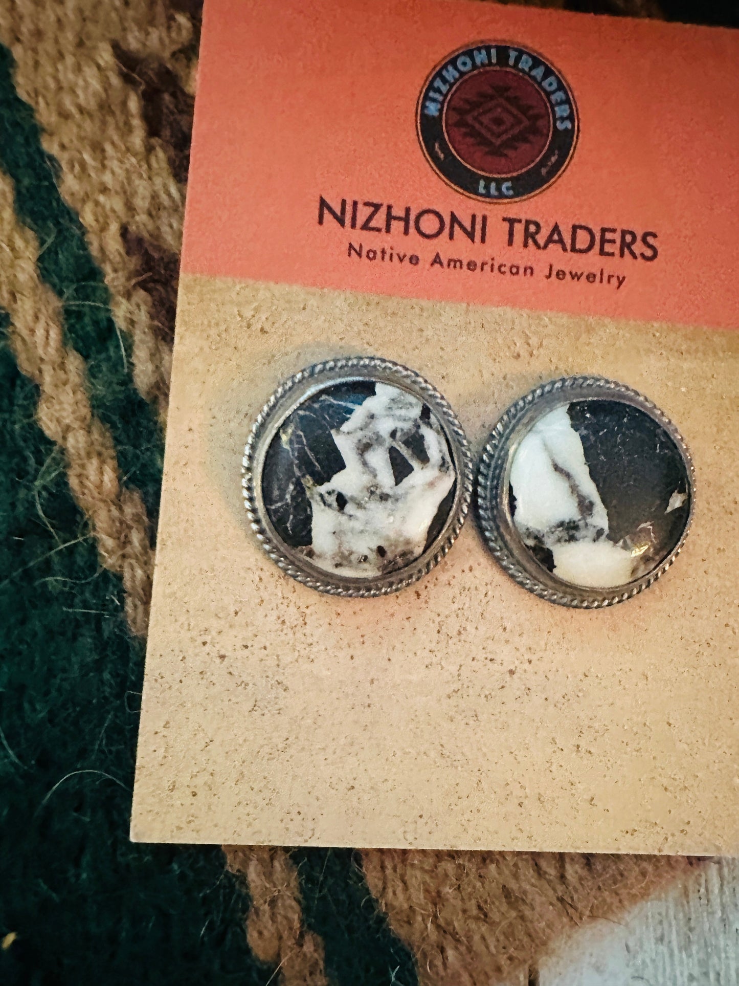Handcrafted White Buffalo & Sterling Silver Post Earrings
