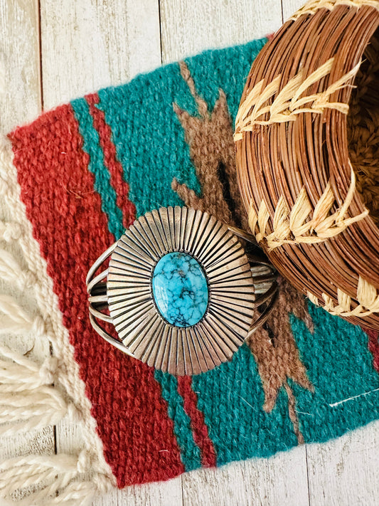 Handcrafted Sterling Silver & Turquoise Cuff Bracelet by Paul Livingston