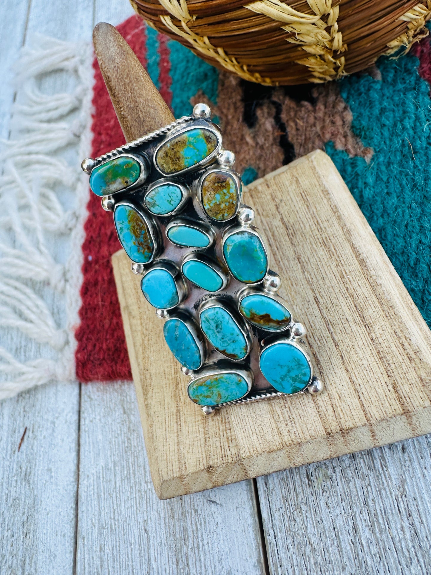 Handcrafted Turquoise & Sterling Silver Adjustable Ring by Jacqueline Silver