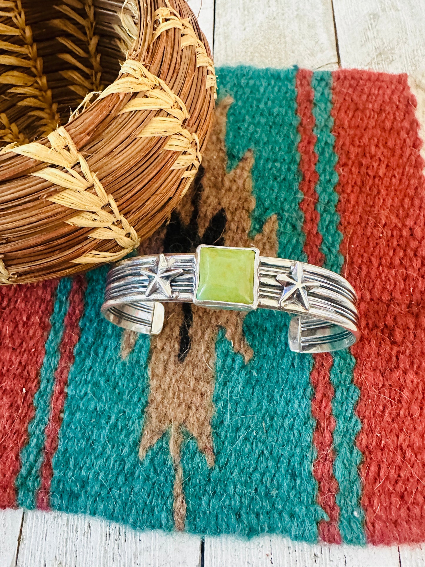 Handcrafted Sterling Silver & Turquoise Star Cuff Bracelet