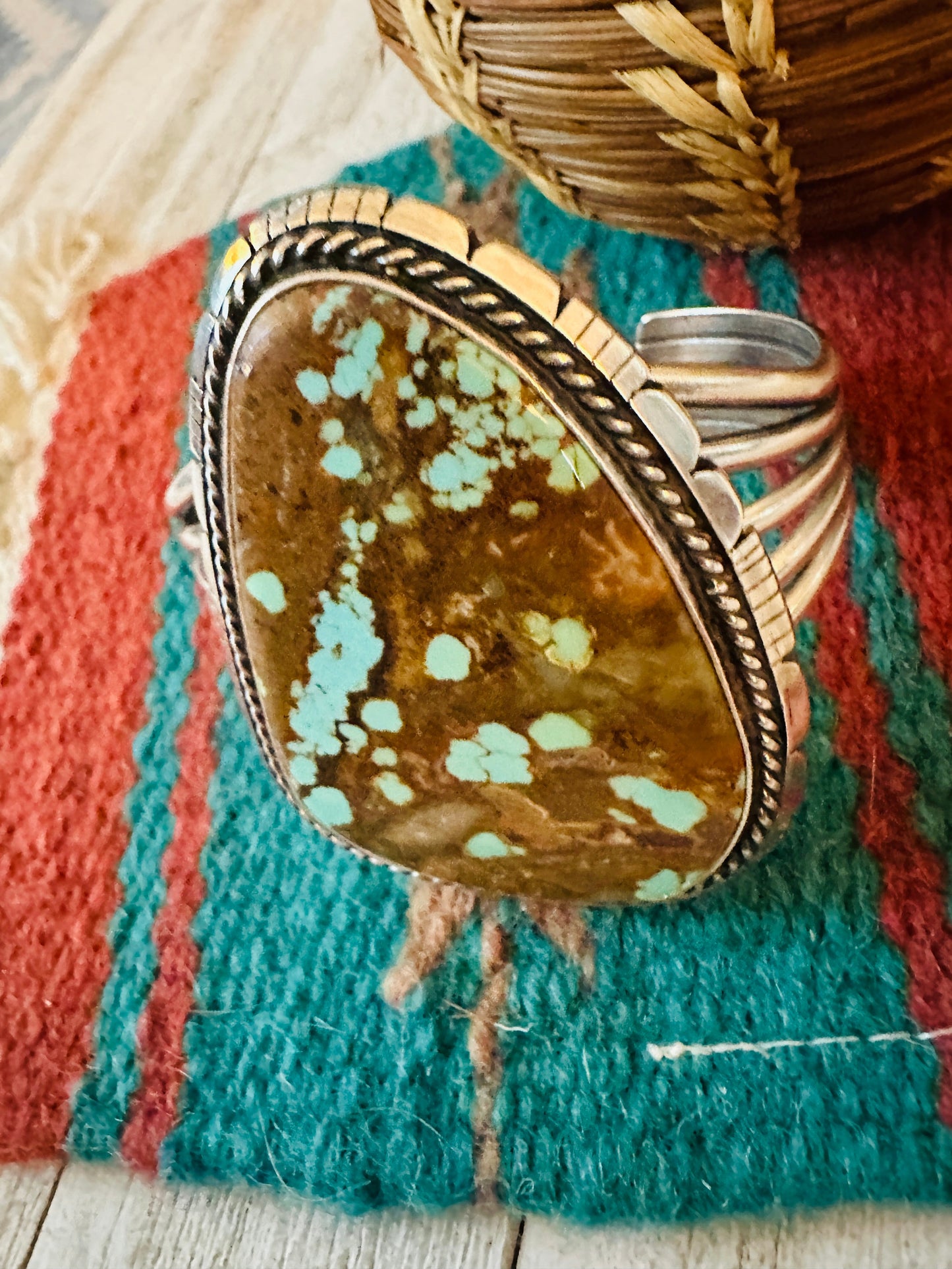 Handcrafted Sterling Silver & Number 8 Turquoise Cuff Bracelet