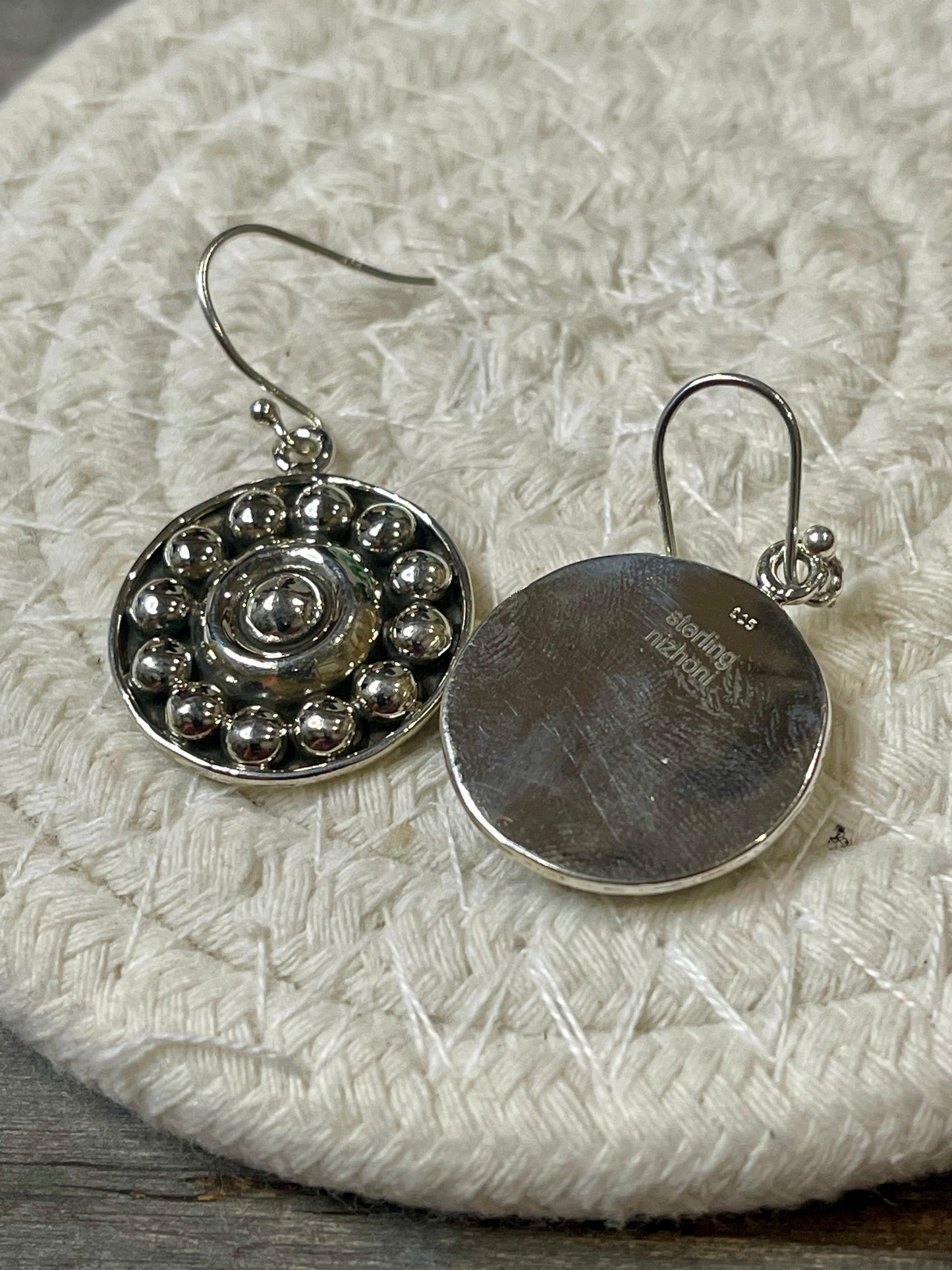 Handmade Sterling Silver Ball  Dangle Earrings