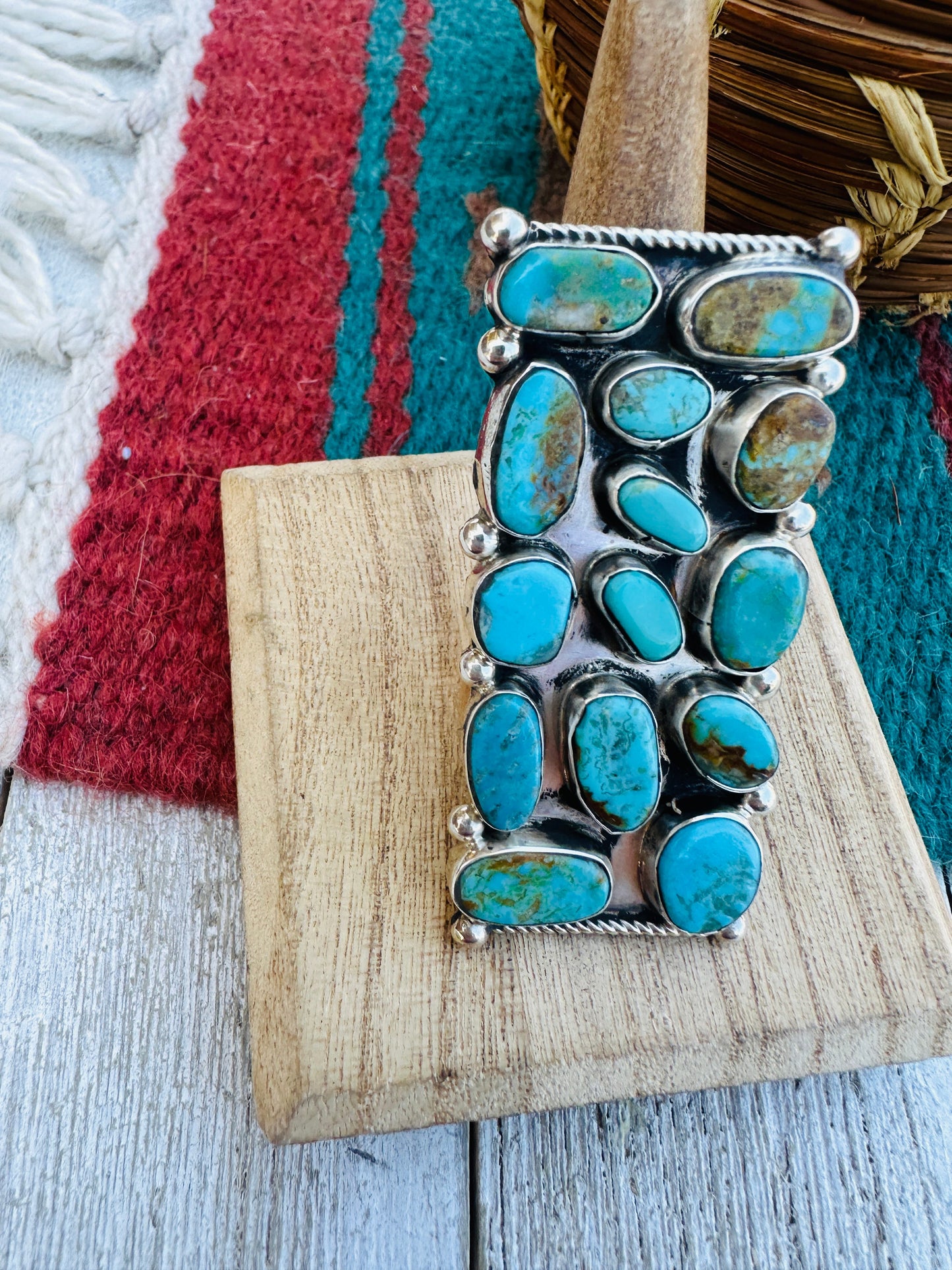 Handcrafted Turquoise & Sterling Silver Adjustable Ring by Jacqueline Silver