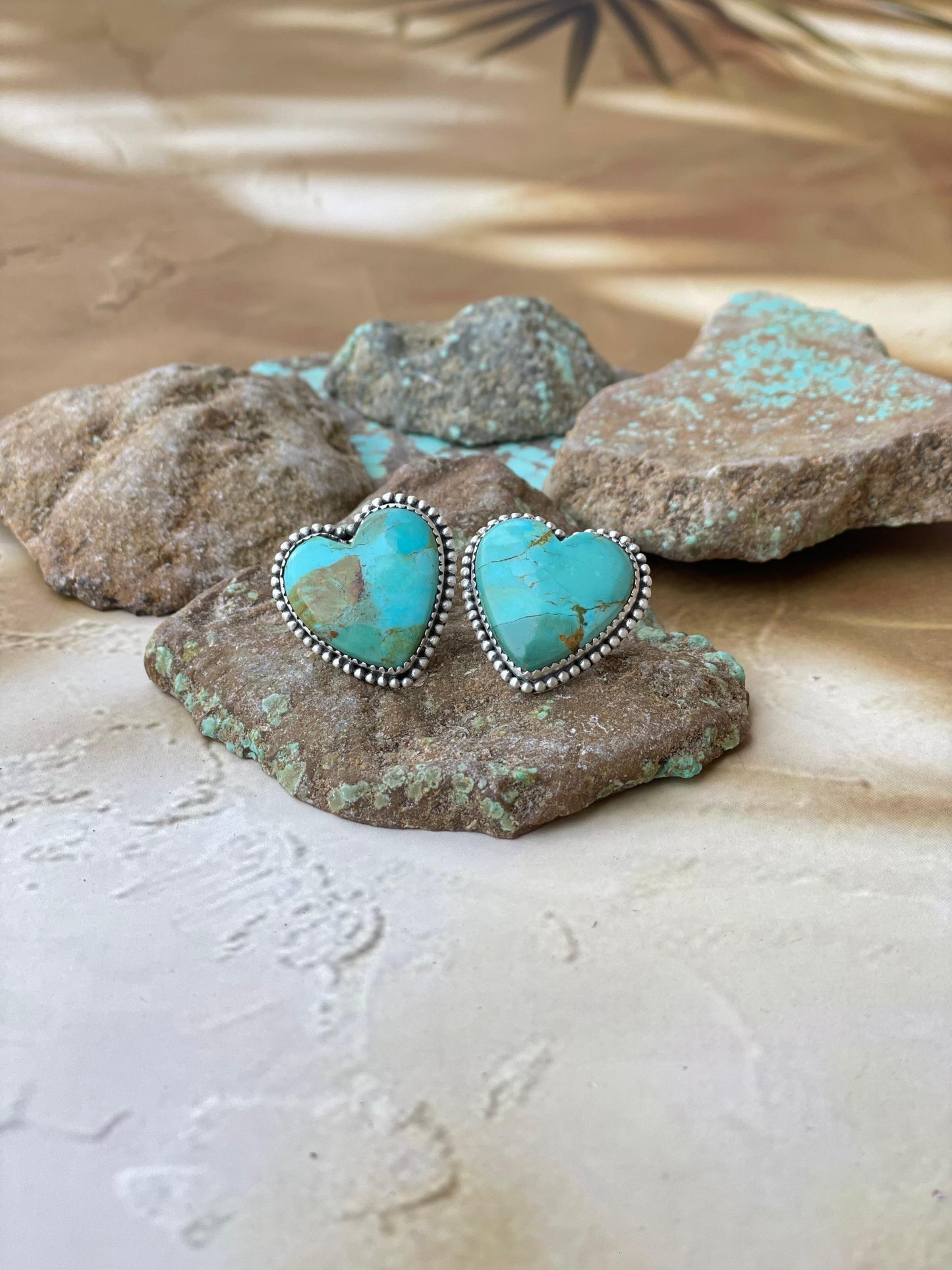 Handmade Turquoise and Sterling Silver Heart Post Earring