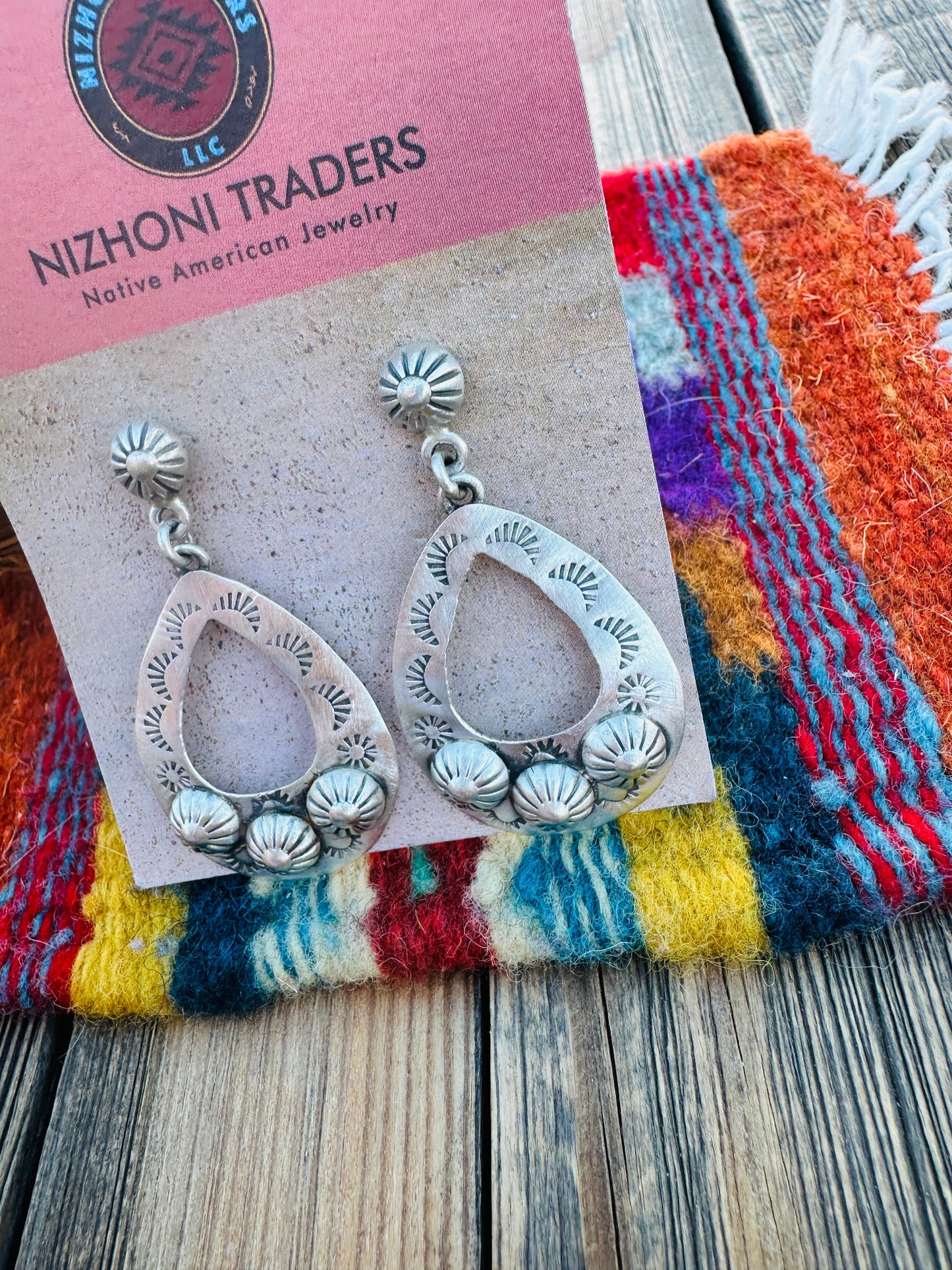 Handcrafted Sterling Silver Concho Dangle Earrings