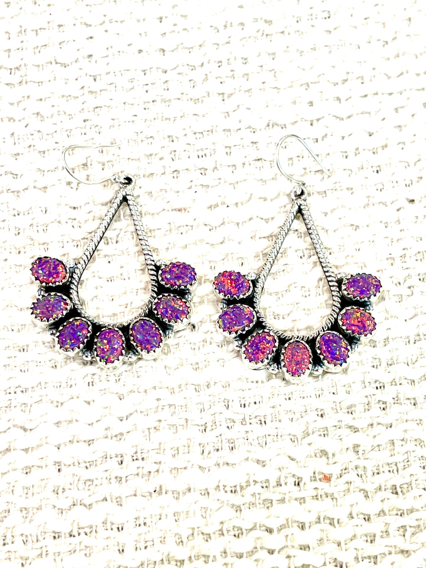 Handmade Pink Fire Opal & Sterling Silver Dangle Earrings