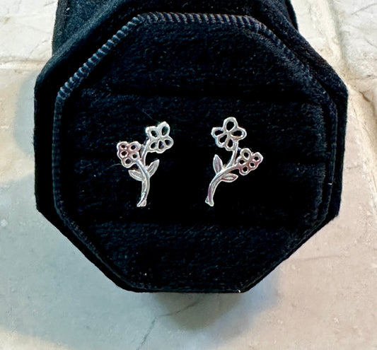 Sterling Silver Birthday Flower Stud Earrings February