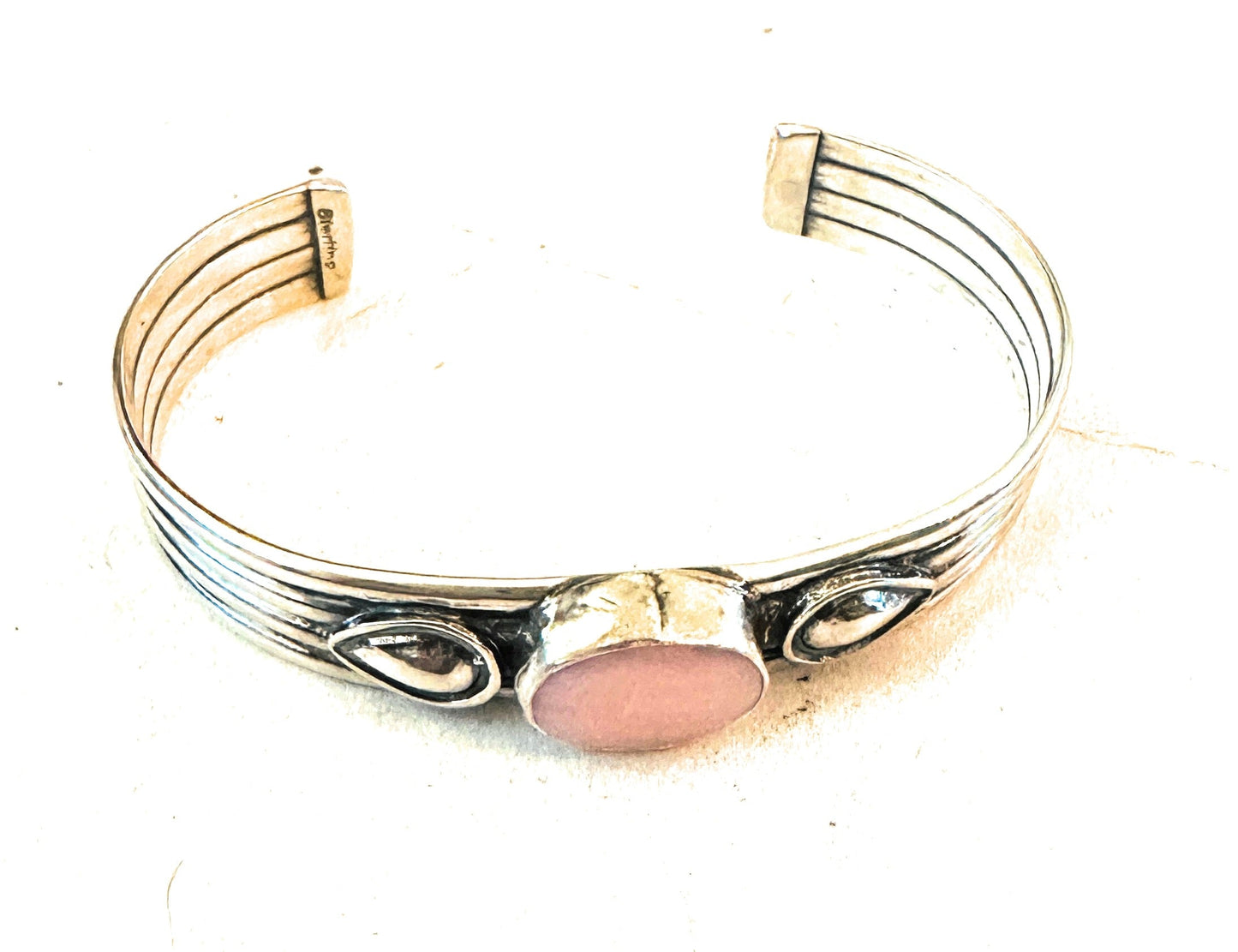 Handcrafted Queen Pink Conch Shell & Sterling Silver Cuff Bracelet