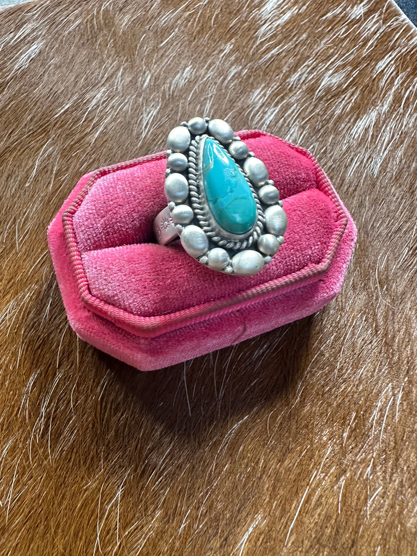 Handmade Turquoise & Sterling Silver Ball Adjustable Ring