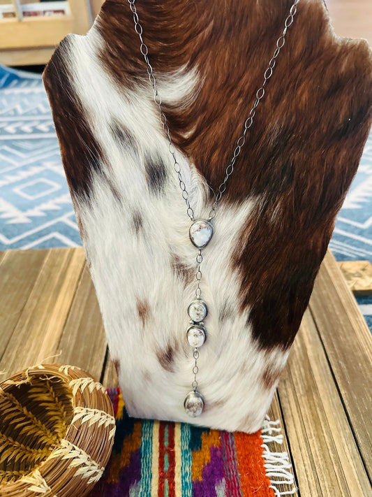 Handcrafted Dry Creek Turquoise & Sterling Silver Lariat Necklace