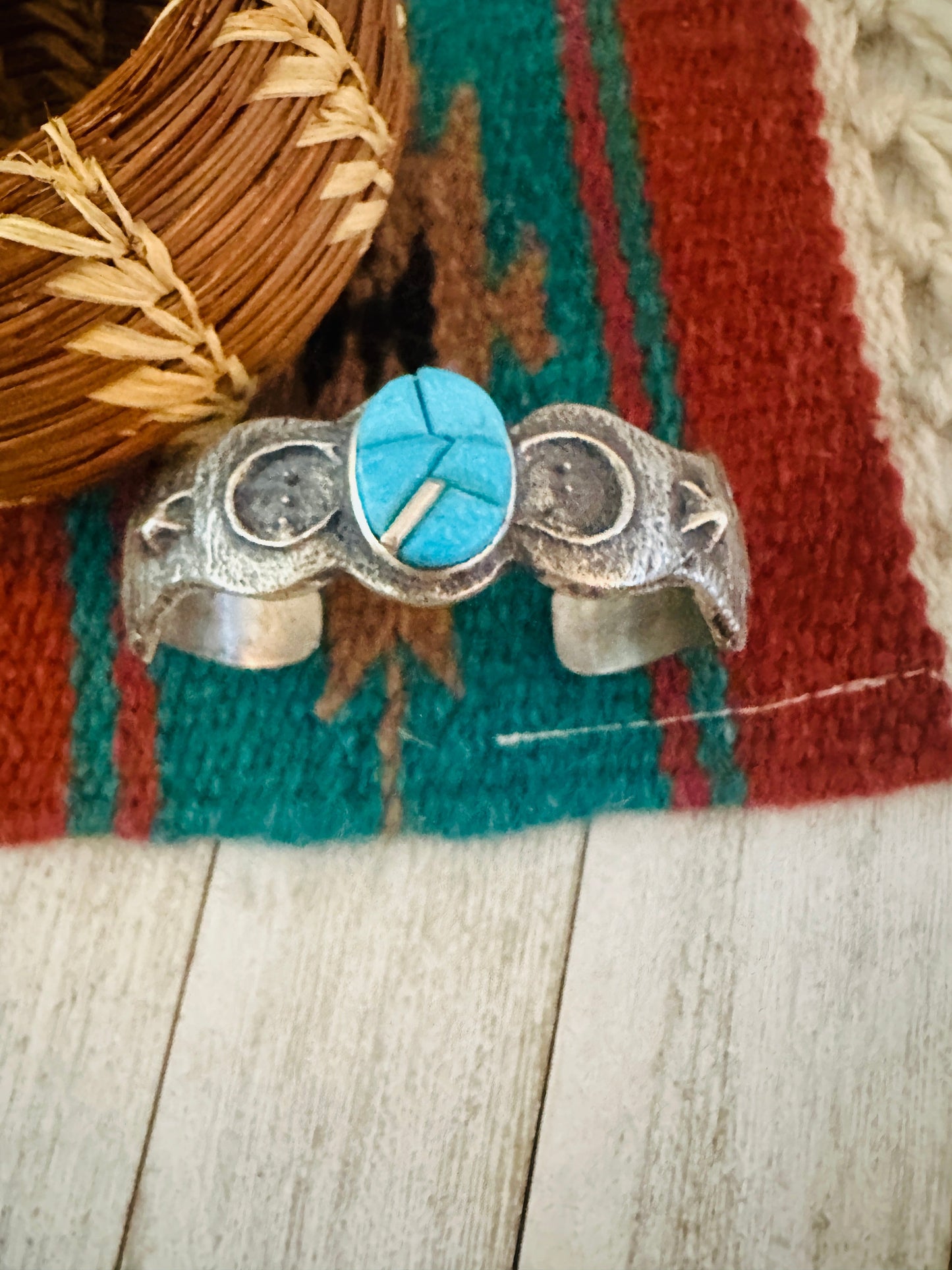 Handcrafted Turquoise & Sterling Silver Inlay Cuff Bracelet