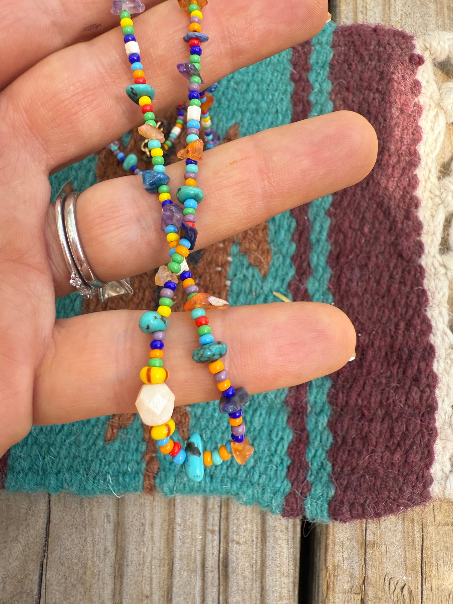 “The Golden Collection” Beaded Bliss Handmade Beaded Necklace 16” STYLE 7